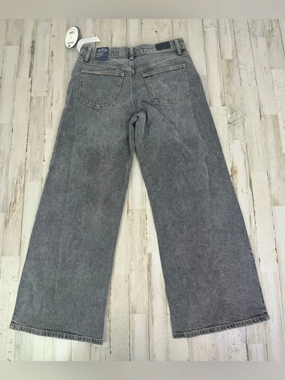 NWT Scoop Jeans Womens 2 (32x29) Gray Relaxed Wide Leg Slung High Rise - Picture 8 of 10